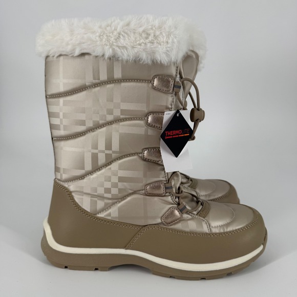 Lands' End Youth 7 Winter Snow Boots Faux Fur Thermolite Women 8–8.5 - Picture 3 of 8